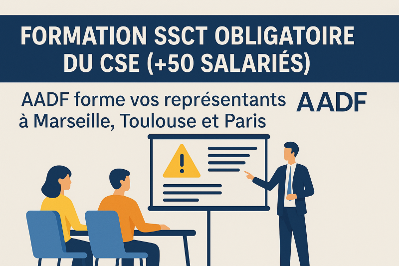 formations obligatoires SSCT du CSE par AADF à Marseille, PACA, Paris, Toulouse, Dijon et ailleurs